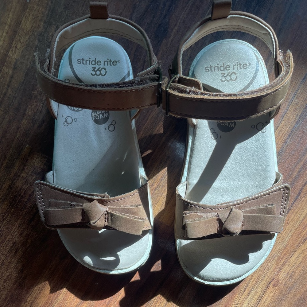 Stride Rite Tan Sandals with Bow Accent